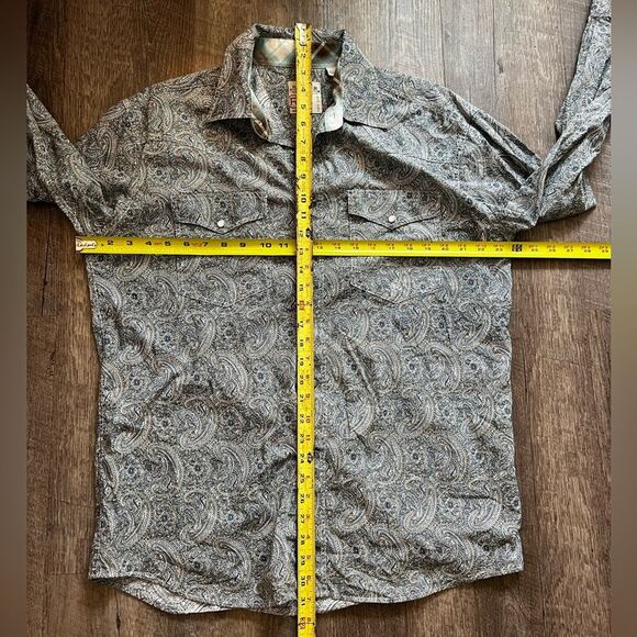 Roper Mens Shirt Pearl Snap Front Paisley Print Long Sleeve Western Gray Sz Med - Picture 13 of 15